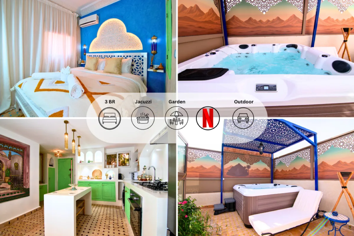 Riad de luxe Marrakech géré par Rentaplus — rooftop et jacuzzi